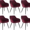 6er-Set Esszimmerstuhl Mit Armlehne Sitzfläche Aus Samt, Metallbeine