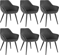 6X Esszimmerstühle Mit Armlehnen Und Rückenlehne Metallbeine 40x45x84cm