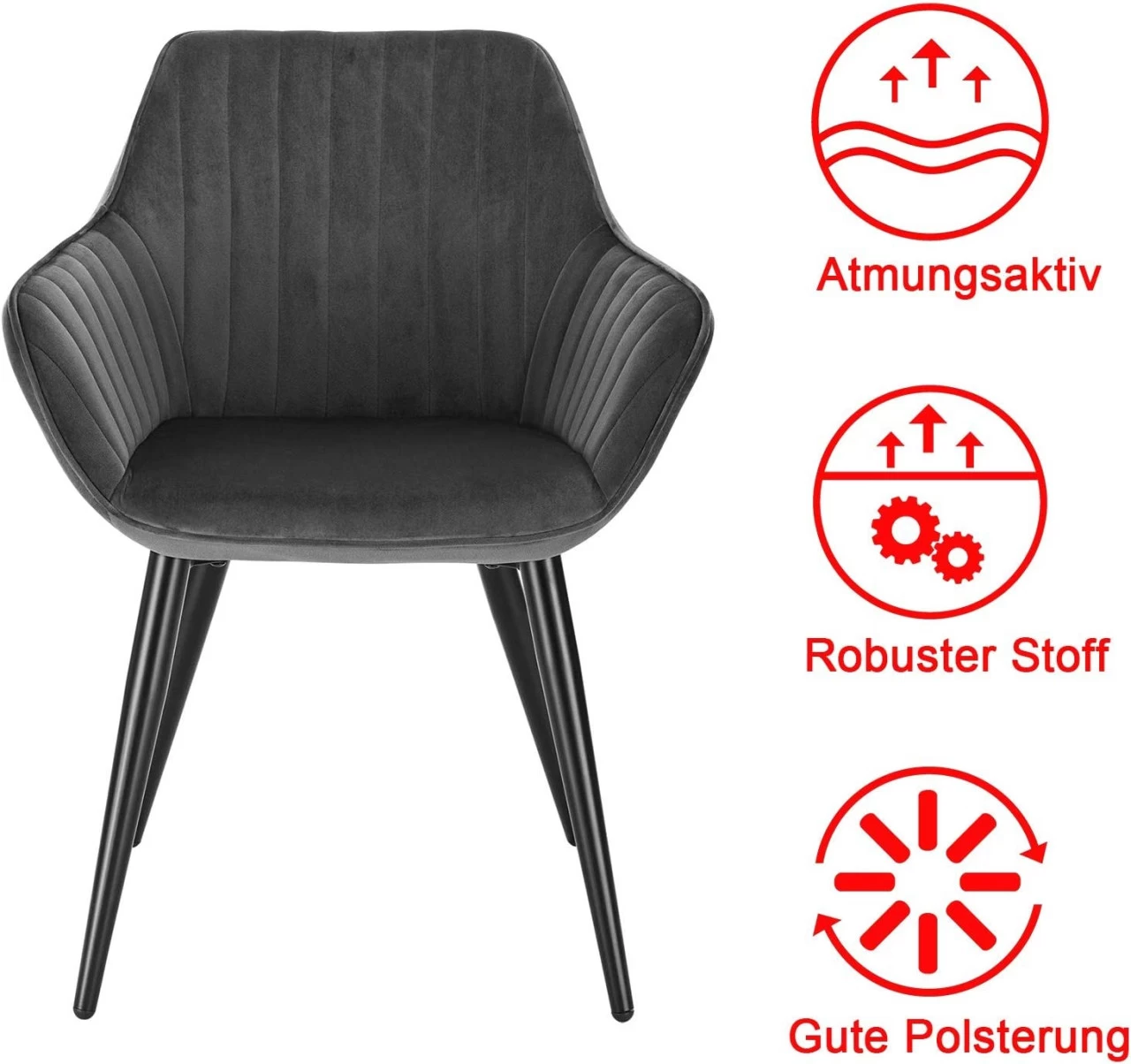 6X Esszimmerstühle Mit Armlehnen Und Rückenlehne Metallbeine 40x45x84cm 9 6X Esszimmerstühle Mit Armlehnen Und Rückenlehne Metallbeine 40x45x84cm – Bild 9