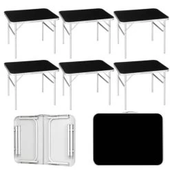 6er Set Alu Campingtisch, Klapptisch, 75,5x55x25,5/59cm, Tischplatte Aus MDF