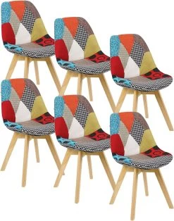 6er Set Esszimmerstühle Küchenstuhl Design Stuhl Esszimmerstuhl Leinen Holz