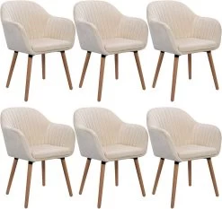 6er-Set Esszimmerstühle Küchenstuhl Wohnzimmerstuhl Aus Samt Massivholz