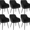 6er Set Esszimmerstühle Mit Armlehne Rückenlehne, Stuhl Mit Samtbezug Metallbeinen