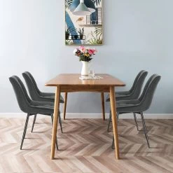 6er-Set Esszimmerstühle Mit Rückenlehne, Sitzfläche Aus Stoffbezug, Metallbeine -Möbel Store 6er Set Esszimmerst hle mit R ckenlehne Sitzfl che aus Stoffbezug Metallbeine W0ATT0103 6 anthrazit2 1280x1280