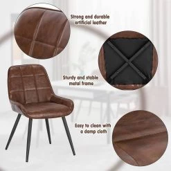 6er-Set Esszimmerstühle Polsterstuhl Kunstleder Akzentstuhl Mit Rückenlehne -Möbel Store 6er Set Esszimmerstuehle Polsterstuhl Kunstleder Akzentstuhl mit Rueckenlehne BH332br 6 braun4 1280x1280