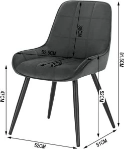 6er-Set Esszimmerstühle Polsterstuhl Samt Akzentstuhl Mit Rückenlehne -Möbel Store 6er Set Esszimmerstuehle Polsterstuhl Samt Akzentstuhl mit Rueckenlehne BH331dgr 6 dunkelgrau3 1280x1280