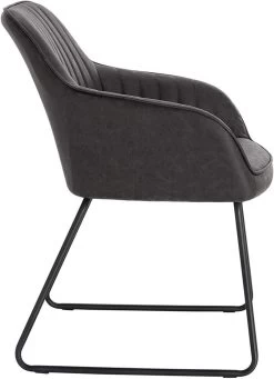 6er Set Esszimmerstuhl Mit Armlehne, Sitzfläche Aus Kunstleder, Metallbeine Grau -Möbel Store 6er Set Esszimmerstuhl mit Armlehne Sitzfl che aus Kunstleder Metallbeine BH140gr 6 Grau3 1280x1280