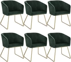 6er Set Küchenstuhl Polsterstuhl Wohnzimmerstuhl Sessel Aus Samt Metall Beine