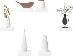 6er Set Wandregal, Regal Freischwebend, Wanddeko, Hochglänzend, Aus MDF