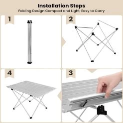 WOLTU Alu Campingtisch Falttisch Tragbar Mit Tragetasche, Klapptisch Kleiner, Silber -Möbel Store Alu Campingtisch Falttisch tragbar mit Tragetasche Klapptisch Kleiner W0ETT0168 Silber5 1280x1280