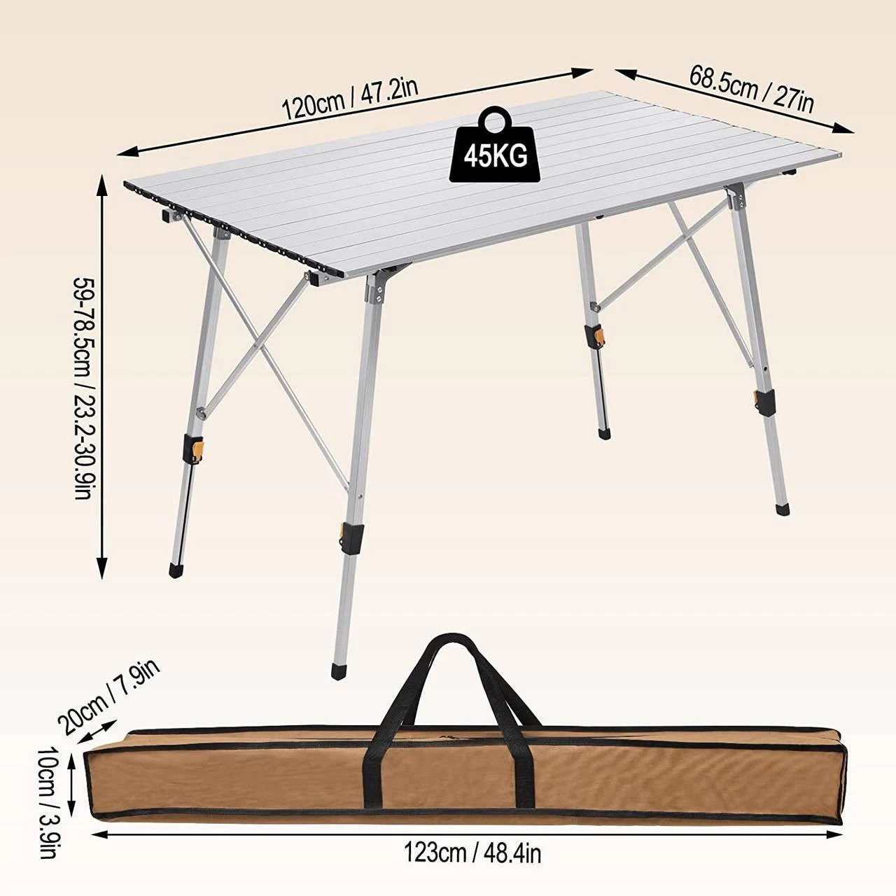 Alu Campingtisch Mit Tragetasche 120 × 68.5 Cm Für 4-6 Personen 3 Alu Campingtisch Mit Tragetasche 120 × 68.5 Cm Für 4-6 Personen – Bild 3