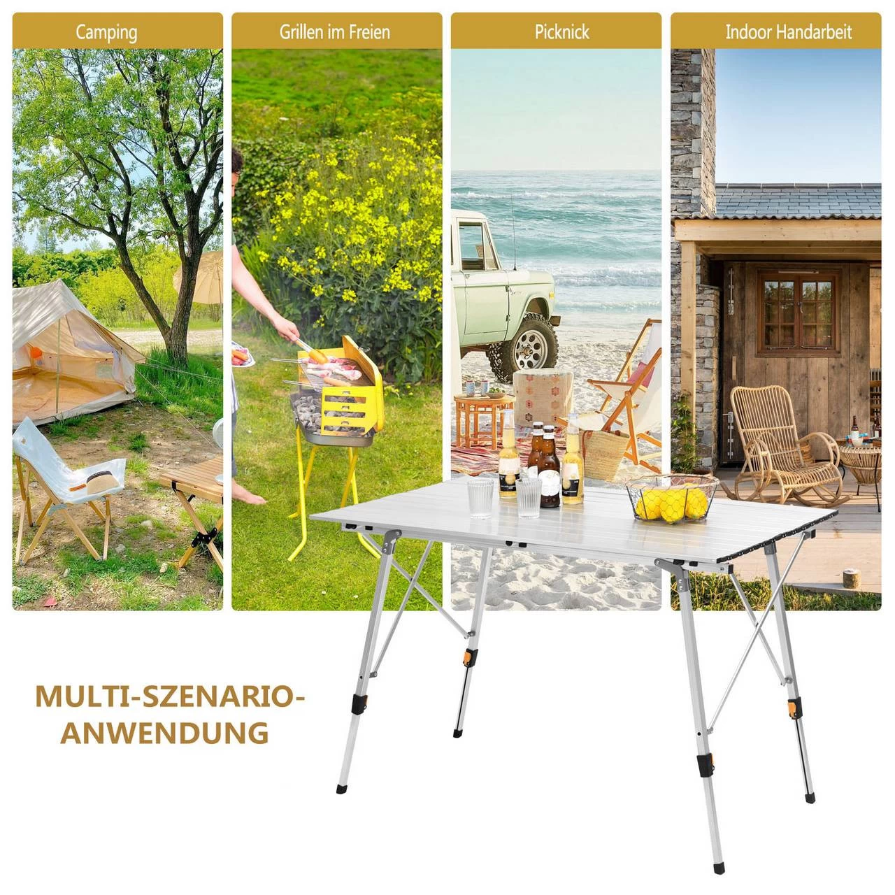 Alu Campingtisch Mit Tragetasche 120 × 68.5 Cm Für 4-6 Personen 6 Alu Campingtisch Mit Tragetasche 120 × 68.5 Cm Für 4-6 Personen – Bild 6