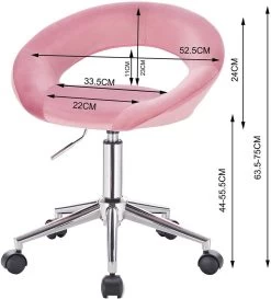 Arbeitshocker Rollhocker Aus Samt Mit Rollen Höhenverstellbar -Möbel Store Arbeitshocker Buerohocker Rollhocker mit Rollen Samt rosa3 1280x1280