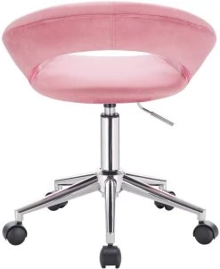 Arbeitshocker Rollhocker Aus Samt Mit Rollen Höhenverstellbar -Möbel Store Arbeitshocker Buerohocker Rollhocker mit Rollen Samt rosa6 1280x1280