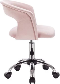 Arbeitshocker, Bürohocker Drehhocker Mit Armlehne, Stufenlos Höhenverstellbar, Samt Rosa -Möbel Store Arbeitshocker Schreibtischstuhl Rollhocker Armlehne Samt Modell Yumy rosa4 1280x1280