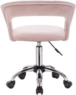 Arbeitshocker, Bürohocker Drehhocker Mit Armlehne, Stufenlos Höhenverstellbar, Samt Rosa -Möbel Store Arbeitshocker Schreibtischstuhl Rollhocker Armlehne Samt Modell Yumy rosa5 1280x1280