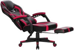 Gaming Stuhl Mit Lendenstützte Fußstützte Aus Kunstleder -Möbel Store Arbeitsstuhl Schreibtischstuhl Computerstuhl Kunstleder BS95rt rot7 1280x1280