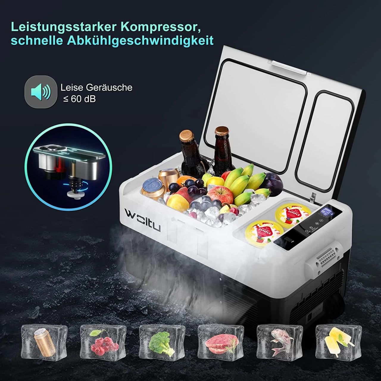 Auto Kühlbox, Tragbare Gefrierbox, Mit Rollen, 30 L, Mit USB-Schnittstell 2 Auto Kühlbox, Tragbare Gefrierbox, Mit Rollen, 30 L, Mit USB-Schnittstell – Bild 2