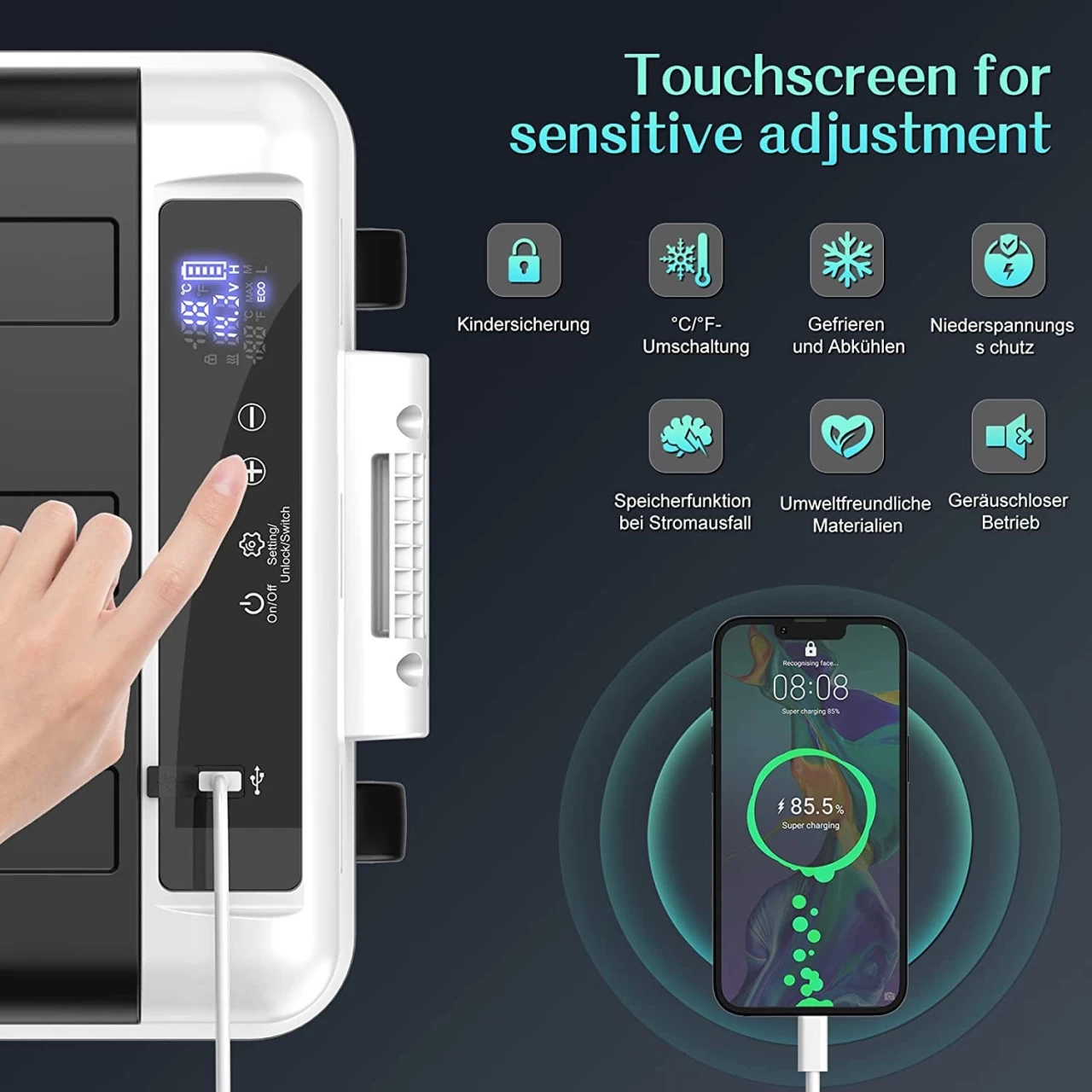 Auto Kühlbox, Tragbare Gefrierbox, Mit Rollen, 30 L, Mit USB-Schnittstell 5 Auto Kühlbox, Tragbare Gefrierbox, Mit Rollen, 30 L, Mit USB-Schnittstell – Bild 5