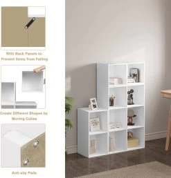 Bücherregal, Raumteiler Mit 10 Fächern, Für Bücher Spielzeug Wohnzimmer -Möbel Store B cherregal Raumteiler mit 10 F chern f r B cher Spielzeug Wohnzimmer W0ATT0074 Weiss7 1280x1280