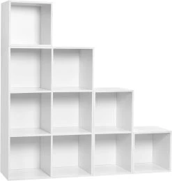 Bücherregal, Raumteiler Mit 10 Fächern, Für Bücher Spielzeug Wohnzimmer -Möbel Store B cherregal Raumteiler mit 10 F chern f r B cher Spielzeug Wohnzimmer W0ATT0074 Weiss8 1280x1280