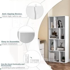 Bücherregal, Regal Mit 8 Offenen Fächern, Standregal Weiß, 60 X 143,5 X 29 Cm -Möbel Store B cherregal Regal mit 8 offenen F chern Standregal 60 x 143 5 x 29 cm SK032ws Weiss6 1280x1280