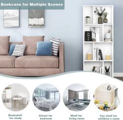 Bücherregal, Regal Mit 8 Offenen Fächern, Standregal Weiß, 60 X 143,5 X 29 Cm -Möbel Store B cherregal Regal mit 8 offenen F chern Standregal 60 x 143 5 x 29 cm SK032ws Weiss7 1280x1280