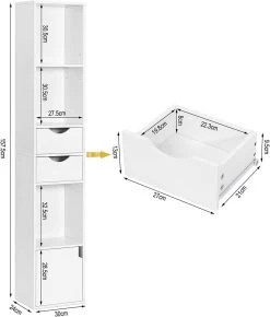 Bücherregal, Standregal Mit Schubladen, Regal Mit Tür, 30 X 158 X 24 Cm 11 Bücherregal, Standregal Mit Schubladen, Regal Mit Tür, 30 X 158 X 24 Cm -Möbel Store B cherregal Standregal mit Schubladen Regal mit T r 30 x 158 x 24 cm Weiss SK028ws 3 1280x1280