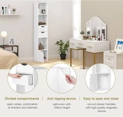 Bücherregal, Standregal Mit Schubladen, Regal Mit Tür, 30 X 158 X 24 Cm 14 Bücherregal, Standregal Mit Schubladen, Regal Mit Tür, 30 X 158 X 24 Cm -Möbel Store B cherregal Standregal mit Schubladen Regal mit T r 30 x 158 x 24 cm Weiss SK028ws 6 1280x1280