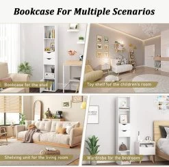 Bücherregal, Standregal Mit Schubladen, Regal Mit Tür, 30 X 158 X 24 Cm 15 Bücherregal, Standregal Mit Schubladen, Regal Mit Tür, 30 X 158 X 24 Cm -Möbel Store B cherregal Standregal mit Schubladen Regal mit T r 30 x 158 x 24 cm Weiss SK028ws 7 1280x1280