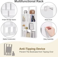 Bücherregal Mit 4 Ebenen, Regal Mit 10 Fächern, Aus Holzwerkstoff, Weiß -Möbel Store B cherregal mit 4 Ebenen Regal mit 10 F chern aus Holzwerkstoff RGB29ws weiss6 1280x1280