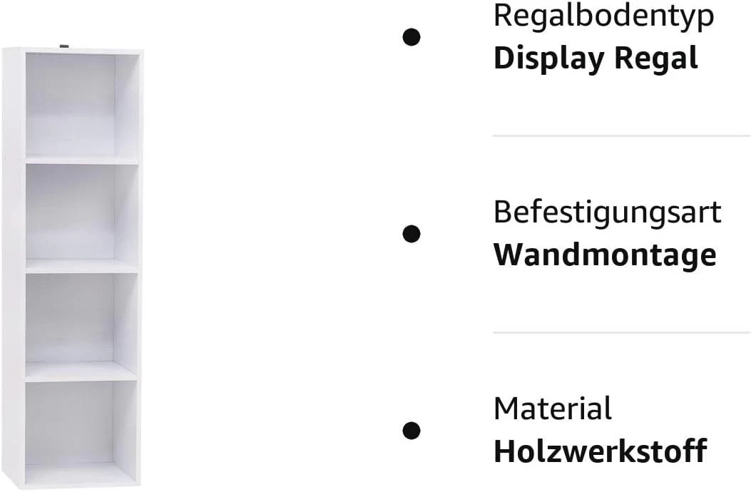 Bücherregal Mit 4 Fächern, Würfelregal Weiß, Standregal, Aus Holzwerkstoff 9 Bücherregal Mit 4 Fächern, Würfelregal Weiß, Standregal, Aus Holzwerkstoff – Bild 9
