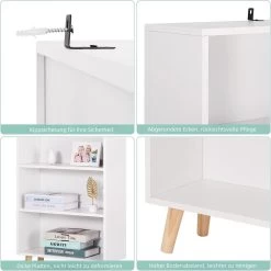 Bücherregal Mit 5 Fächern, Bücherschrank, Standregal, Aktenregal Für Büro -Möbel Store B cherregal mit 5 F chern B cherschrank Standregal Aktenregal f r B ro SK022ws Weiss3 1280x1280