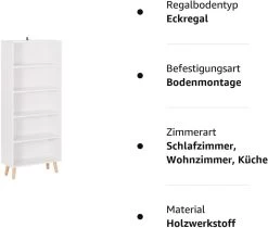 Bücherregal Mit 5 Fächern, Bücherschrank, Standregal, Aktenregal Für Büro -Möbel Store B cherregal mit 5 F chern B cherschrank Standregal Aktenregal f r B ro SK022ws Weiss4 1280x1280