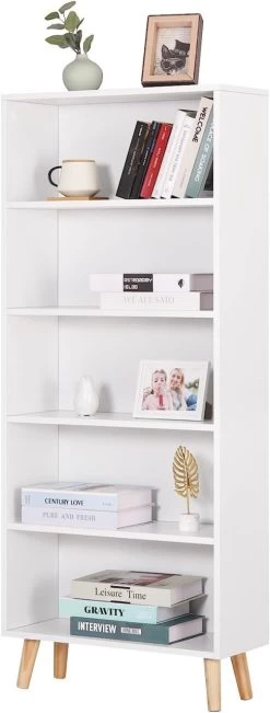 Bücherregal Mit 5 Fächern, Bücherschrank, Standregal, Aktenregal Für Büro -Möbel Store B cherregal mit 5 F chern B cherschrank Standregal Aktenregal f r B ro SK022ws Weiss6 1280x1280
