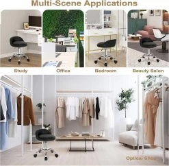 Bürohocker Mit Rollen, Drehhocker Höhenverstellbar, Kunstleder -Möbel Store B rohocker mit Rollen Drehhocker h henverstellbar Kunstleder W0ATT0061 schwarz6 1280x1280