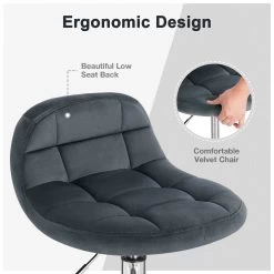 Bürohocker Mit Rollen, Mit Niedriger Rückenlehne, Höhenverstellbar, Samt 11 Bürohocker Mit Rollen, Mit Niedriger Rückenlehne, Höhenverstellbar, Samt -Möbel Store B rohocker mit Rollen mit niedriger R ckenlehne h henverstellbar Samt W0ATT0059 dunkelgrau4 1280x1280