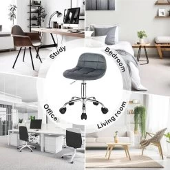 Bürohocker Mit Rollen, Mit Niedriger Rückenlehne, Höhenverstellbar, Samt 13 Bürohocker Mit Rollen, Mit Niedriger Rückenlehne, Höhenverstellbar, Samt -Möbel Store B rohocker mit Rollen mit niedriger R ckenlehne h henverstellbar Samt W0ATT0059 dunkelgrau6 1280x1280