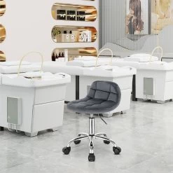 Bürohocker Mit Rollen, Mit Niedriger Rückenlehne, Höhenverstellbar, Samt 15 Bürohocker Mit Rollen, Mit Niedriger Rückenlehne, Höhenverstellbar, Samt -Möbel Store B rohocker mit Rollen mit niedriger R ckenlehne h henverstellbar Samt W0ATT0059 dunkelgrau8 1280x1280