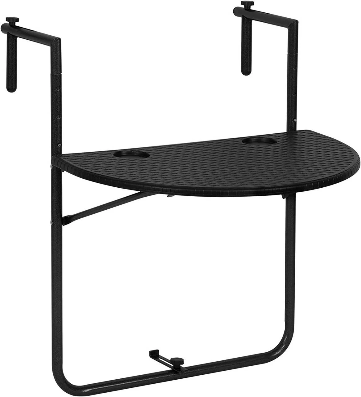 Balkonhängetisch, Balkontisch Zum Hängen, Klappbar, Mit 3 Höhen, Schwarz 1 Balkonhängetisch, Balkontisch Zum Hängen, Klappbar, Mit 3 Höhen, Schwarz