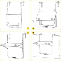 WOLTU Balkonhängetisch, Klappbar, 3-stufig Höhenverstellbar Wetterfest, Schwarz -Möbel Store Balkonhaengetisch klappbar 3 stufig hoehenverstellbar wetterfest W0ETT0163 Schwarz3 1280x1280