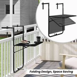 WOLTU Balkonhängetisch, Klappbar, 3-stufig Höhenverstellbar Wetterfest, Schwarz -Möbel Store Balkonhaengetisch klappbar 3 stufig hoehenverstellbar wetterfest W0ETT0163 Schwarz7 1280x1280