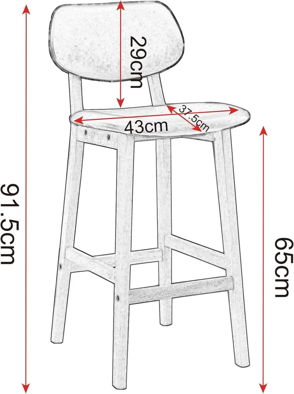 WOLTU Barhocker 2er Set Barstühle, Gut Gepolsterte Sitzfläche Aus Kunstleder Holz 3 WOLTU Barhocker 2er Set Barstühle, Gut Gepolsterte Sitzfläche Aus Kunstleder Holz – Bild 3
