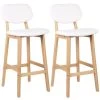 WOLTU Barhocker 2er Set Barstühle, Gut Gepolsterte Sitzfläche Aus Kunstleder Holz