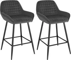 WOLTU Barhocker Mit Armlehnen, Bistrohocker Mit Rückenlehne Fußstütze Samt