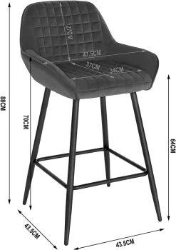 WOLTU Barhocker Mit Armlehnen, Bistrohocker Mit Rückenlehne Fußstütze Samt -Möbel Store Barhocker 2er Set mit Armlehnen Bistrohocker mit R ckenlehne Fussst tze Samt BH372dgr 2 Dunkelgrau3 1280x1280