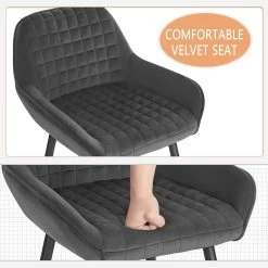 WOLTU Barhocker Mit Armlehnen, Bistrohocker Mit Rückenlehne Fußstütze Samt -Möbel Store Barhocker 2er Set mit Armlehnen Bistrohocker mit R ckenlehne Fussst tze Samt BH372dgr 2 Dunkelgrau6 1280x1280