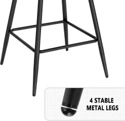 WOLTU Barhocker Mit Armlehnen, Bistrohocker Mit Rückenlehne Fußstütze Samt -Möbel Store Barhocker 2er Set mit Armlehnen Bistrohocker mit R ckenlehne Fussst tze Samt BH372dgr 2 Dunkelgrau8 1280x1280