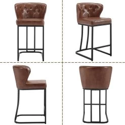WOLTU Barhocker Barstühle Gepolstert, Mit Rückenlehne Fußstütze, Aus Wachs-Kunstleder -Möbel Store Barhocker Barstuehle Rueckenlehne Fussstuetze aus Wachs Kunstleder W0ATT0373 Braun10 1280x1280