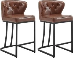 WOLTU Barhocker Barstühle Gepolstert, Mit Rückenlehne Fußstütze, Aus Wachs-Kunstleder